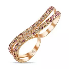 Золотое кольцо c бриллиантами и сапфирами