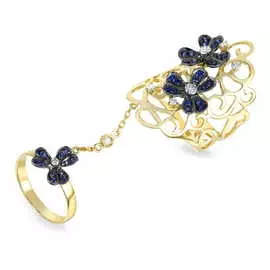 Золотое кольцо c бриллиантами и сапфирами