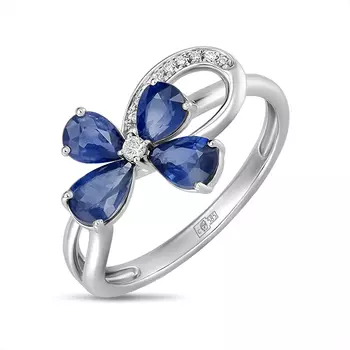 Золотое Кольцо c бриллиантами и сапфирами