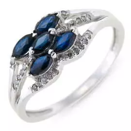 Золотое кольцо c бриллиантами и сапфирами