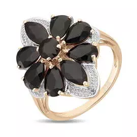 Золотое кольцо c бриллиантами и сапфирами