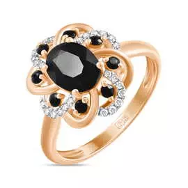 Золотое кольцо c бриллиантами и сапфирами