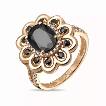 Золотое кольцо c бриллиантами и сапфирами