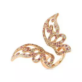 Золотое кольцо c бриллиантами и сапфирами