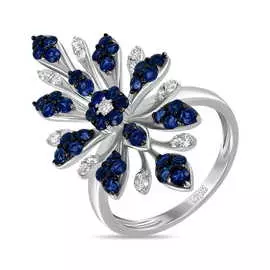 Золотое Кольцо c бриллиантами и сапфирами