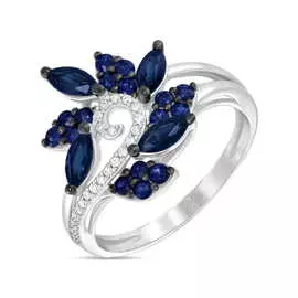 Золотое Кольцо c бриллиантами и сапфирами