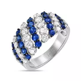 Золотое кольцо c бриллиантами и сапфирами