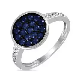 Золотое Кольцо c бриллиантами и сапфирами