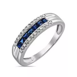 Золотое кольцо c бриллиантами и сапфирами