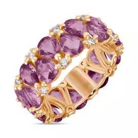 Золотое кольцо c бриллиантами и сапфирами