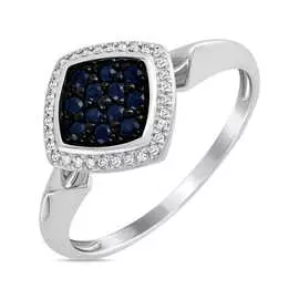 Золотое кольцо c бриллиантами и сапфирами