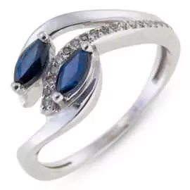 Золотое кольцо c бриллиантами и сапфирами