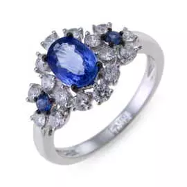 Золотое кольцо c бриллиантами и сапфирами