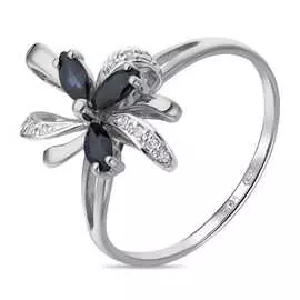 Золотое Кольцо c бриллиантами и сапфирами