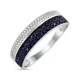 Золотое кольцо c бриллиантами и сапфирами