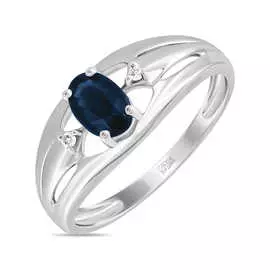 Золотое Кольцо c бриллиантами и сапфиром