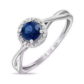 Золотое кольцо c бриллиантами и сапфиром