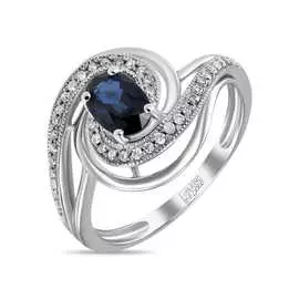 Золотое Кольцо c бриллиантами и сапфиром