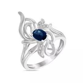 Золотое кольцо c бриллиантами и сапфиром