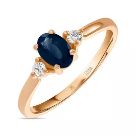 Золотое кольцо c бриллиантами и сапфиром
