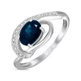 Золотое кольцо c бриллиантами и сапфиром