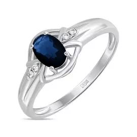 Золотое Кольцо c бриллиантами и сапфиром