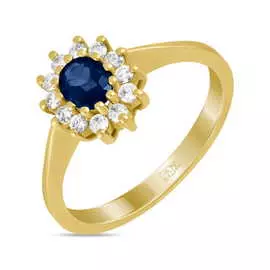 Золотое кольцо c бриллиантами и сапфиром