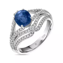 Золотое кольцо c бриллиантами и сапфиром