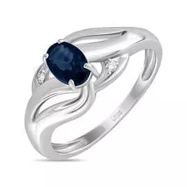 Золотое кольцо c бриллиантами и сапфиром