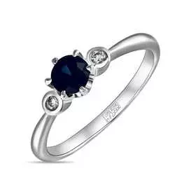 Золотое кольцо c бриллиантами и сапфиром