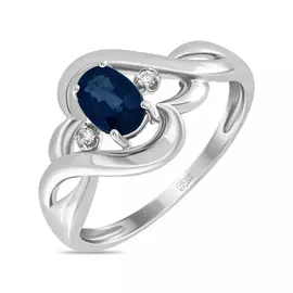 Золотое кольцо c бриллиантами и сапфиром