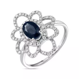 Золотое Кольцо c бриллиантами и сапфиром