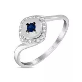 Золотое Кольцо c бриллиантами и сапфиром