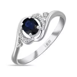 Золотое кольцо c бриллиантами и сапфиром