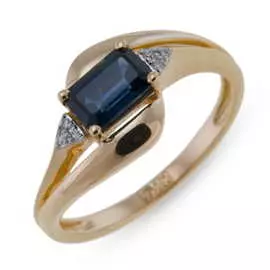 Золотое Кольцо c бриллиантами и сапфиром