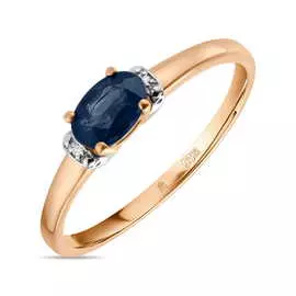 Золотое кольцо c бриллиантами и сапфиром