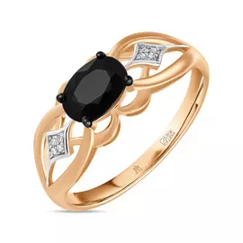 Золотое кольцо c бриллиантами и цветными сапфирами