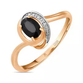 Золотое кольцо c бриллиантами и цветными сапфирами