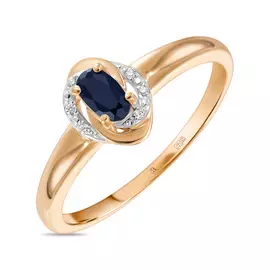 Золотое кольцо c бриллиантами и цветными сапфирами