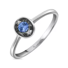 Золотое кольцо c бриллиантами и сапфиром