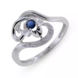 Золотое Кольцо c бриллиантами и сапфиром