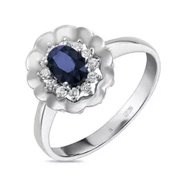 Золотое кольцо c бриллиантами и сапфиром