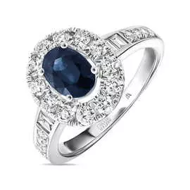 Золотое кольцо c бриллиантами и сапфиром