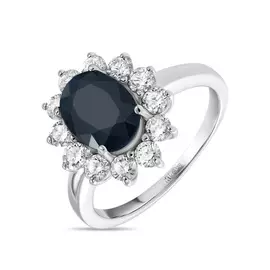 Золотое кольцо c бриллиантами и цветными сапфирами