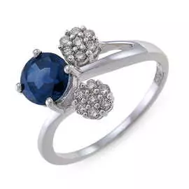 Золотое кольцо c бриллиантами и сапфиром