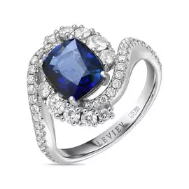 Золотое Кольцо c бриллиантами и сапфиром