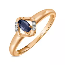 Золотое кольцо c сапфиром и бриллиантами