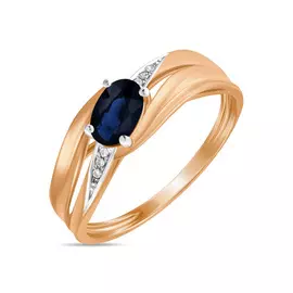 Золотое кольцо c бриллиантами и цветными сапфирами