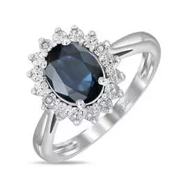 Золотое кольцо c бриллиантами и сапфиром