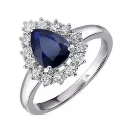 Золотое Кольцо c бриллиантами и сапфиром